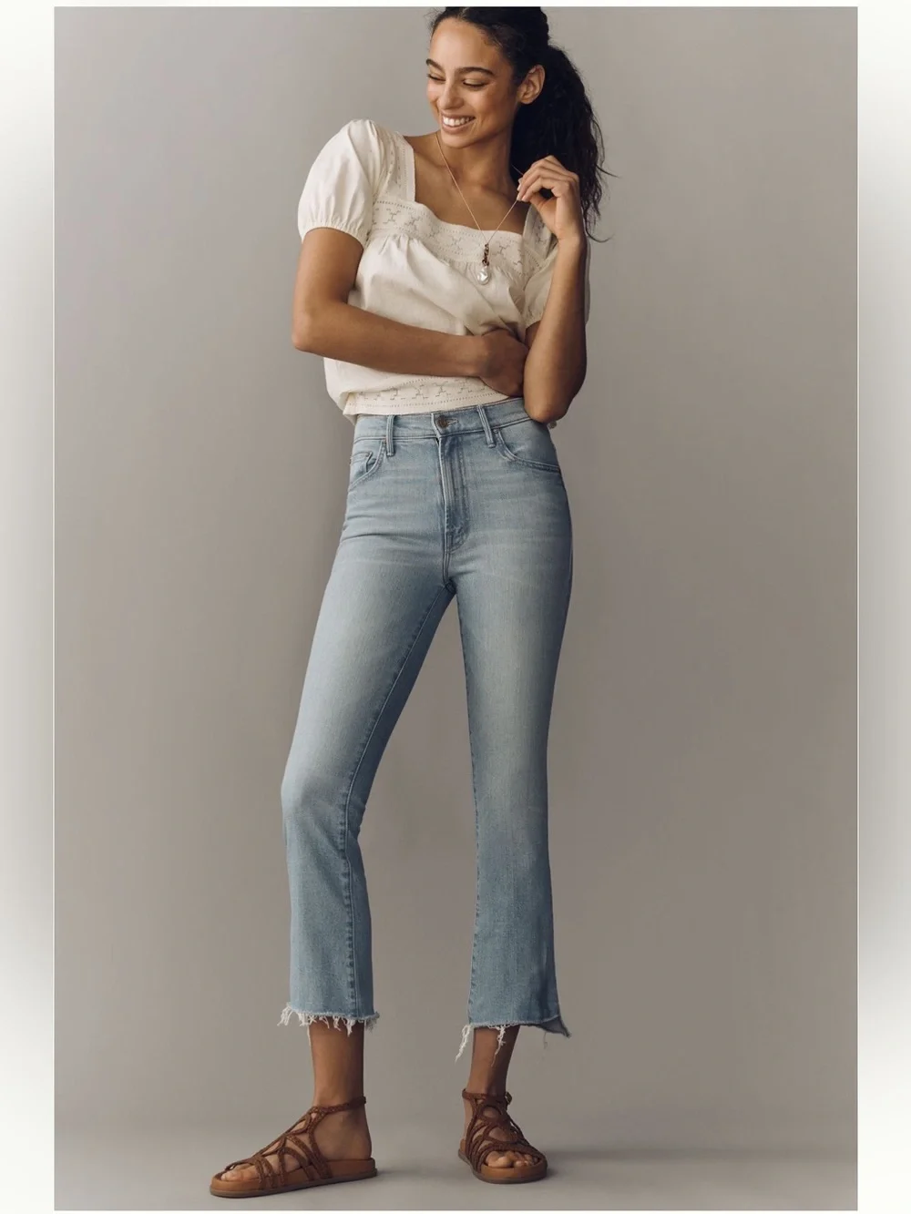 MOTHER Insider High Rise Crop Straight Step Jeans